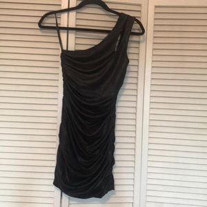 Faux leather mini dress